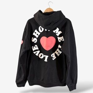 Talentless Black Hoodie Size L Show Me The Love Red Heart Graphic Puff Print